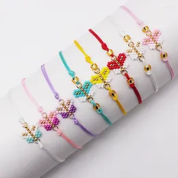 Strand Zhongvi Śliczne bransoletki motylowe dla kobiet urok tkane ręcznie robione bransoletki plecione regulowane bransoletki miyuki biżuteria pulseras