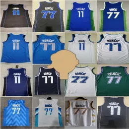 2024 finais costuraram basquete 77 camisas de Doncic 11 Irving 41 Mens tamanho S-xxl Team Sport Blue White City Ganhado