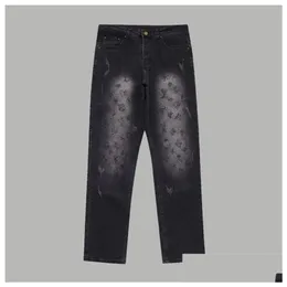 Men'S Plus Size Pants Mens Jeans Fl Stamped Letter Printing Womens Hip-Hop Fashion Casual H3355 Drop Delivery Apparel Dhom4