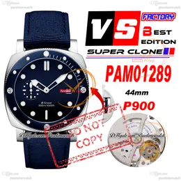 VS1289 01289 P900 Automatyczne męskie zegarek VSF Quarantaquattro Esteel Blue Profondo 44 Ceramiczna ramka stalowa niebieska wybór nylon super edycja Włosze Hombre Pureteime