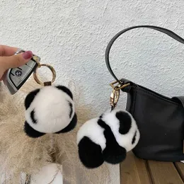 Plush Keychains Cute Chinese panda keychain mens and womens keychain backpack bag car pendant plush doll keyring bracket pavilion gift G240529