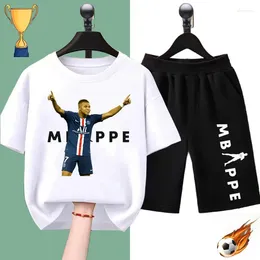 Set di abbigliamento Coppa del mondo MBAPPE Soccer Star Stampato Kids T-shirt Summer Set Boys Girls Sports Short Short Shorts Due casual
