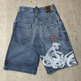 DHgate.com:Y2K Gothic Hip-Hop Wed Grey Denim Shorts with