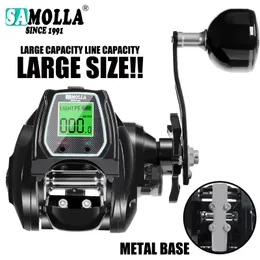 Samolla Large Deep Sea Electronic Fishing Rollen Baitcasting Salzwasser wasserdicht 6.4 1 16 kg Luftwiderstand Catfishing Trolling Metall Basis 240603