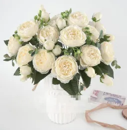 5 Big Headsbouquet Peonies Flores artificiais Peonias de seda buquê 4 Bud Flowers Casamento Decoração Falsa Peony Rose Flor G4672941