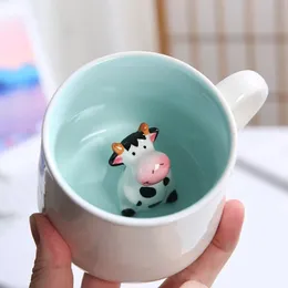 Djurkeramikmuggar Anti-Scaling och slitsträckt med handtag Water Cup Milk Juice Coffee Mug Home Office Använd Holiday Gift 240523