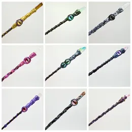 Dekorative Figuren farbenfrohe böse Eye Zepter Tumble Stone Crystal Holzfefe Stick Stabwand Quarz Punkt Heidische Hexen Altar Lieferungen 1pc