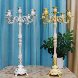 Titulares de velas Capacestick Prata dourada de cinco cabeças Casamento doméstico Dinner de luxo de luxo Dinnert Dinner Crystal liga Metal Stand Stand