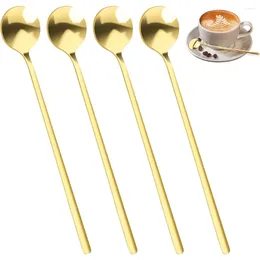 Tea Scoops Coffee Spoons Espresso Küçük Set 4 PCS 6.7 inç Paslanmaz Çelik Çubuk Altın