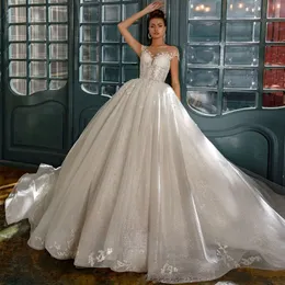 Abito Da Sposa Shine Princess Ball Gown Свадебные платья 2024 Кепка рукав без спинки шнурки для бисера