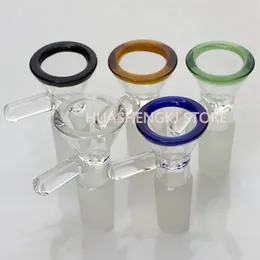Colorful Smoking Thick Glass 10MM 14MM 18MM Male Joint Bowl Filter Replaceable Portable Funnel Dry Herb Tobacco Oil Rigs Hookah Bongs Handpipes Tool DHL Free