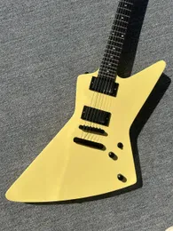 Guitarra elétrica irregular, madeira importada, braço de pérola amarela, coleta ativa EMG, luz branca, caldo, empacotamento de raios
