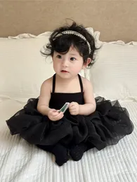 ins ins kids اطفال Suverender Tutu Dress Toddlers Bow Vest Vestress Dresses Baby Girls Soft Gauze Party Clothing S1500