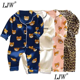 Наборы одежды LJW Детская пижама набор детского костюма детская одежда для малышей для мальчиков девочки шелковые шелковые атласные брюки Home Wear 220212 Drop Deli Otlpb