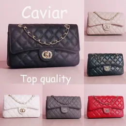 Designer bags Shoulder Bags Chain Bag plaid flap 5A 26CF caviar shouder handbag gold silver chain leather double letter solid color buckle square stripe05