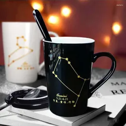 Mugs Cup Ceramic Mug With Lid Spoon Male And Female Couple Creative Household Tea Milk Coffee Tazas Tumbler