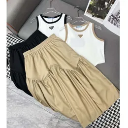 Sukienka dla kobiet letnia dwuczęściowa spódnica zestaw czołgów i mini spódnice modne obrzeże kontrastowe kolorowe kamizelka bez rękawów