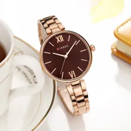 Curren 9017 Neue Frauen Uhren Luxusbrand Uhr Watch Rose Gold Frauen Quarzuhr Kreatives Holzmuster Zifferblatt Mode Armbanduhr