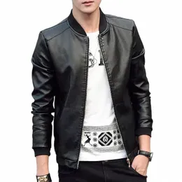 2024 Autumn Winter Men's Leather Jacket Coat Stand Collar Plus Size 4XL Causal Slim Fit Pu baseball Jackets hombre jaqueta couro 41sI#