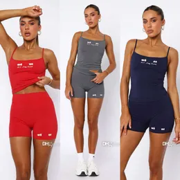 Designer Tracksuit Nowy 2 -częściowy zestaw damski ubrania swobodne sportowe breskut bez rękawów kamizelka z czołgiem i rajstopy Leggings Shorts