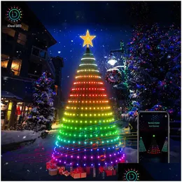 Garden Decorations Ideal Led App Smart Christmas Tree Lights Dream Color Fairy String Light With Star Topper Diy Garland For Xmas Hol Dhe7I