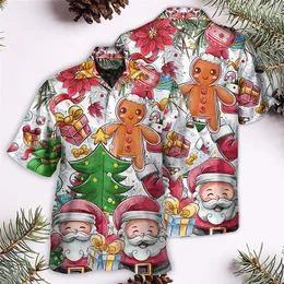 Happy Bay Men's Santa Claus Holiday Hawaiian Shirt - Christmas Aloha Shirt, Festive Button Down (Sizes XS-7XL)