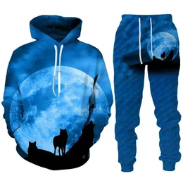 LEXAHO Heren 3D Wolf Joggingpak Mannen Hoody's Sweatpant Pak Heren Trui Sweatshirts en Broek, Wolf1., 3XL LEXAHO Heren 3D Wolf Joggingpak Mannen Hoody's Sweatpant Pak Heren Trui Sweatshirts en Broek, Wolf1., 3XL