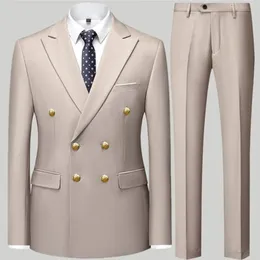 Double Breasted Suit Set: Slim Fit Blazer & Trousers - Premium