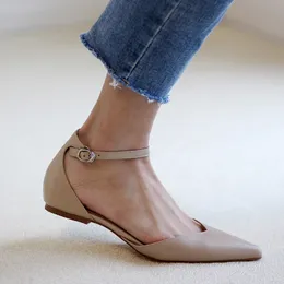 Elegant Pointed Toe Flats Comfortable Buckle Strap Ballerinas