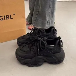 Womens Chunky Platform Sneakers: Breathable Mesh Lace-Up Sports