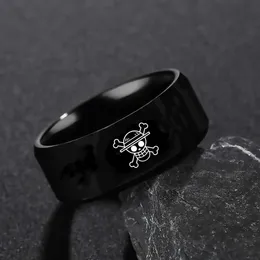 Anime Stainless Steel One Piece Rings for Men, Straw Hat Luffy
