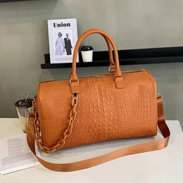 2024Punk Alligator Chain Shoulder Bag, PU Leather Womens