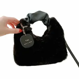 UpgradedPlush Faux Fur Handbag, Soft Winter Shoulder Bag for