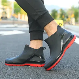 Waterproof Leisure Rain Boots Men's Short Anti-Slip Rubber Flat Kitchen  Shoes