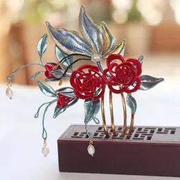 DHgate.com:Exquisite Handmade Rose Butterfly Hair Comb