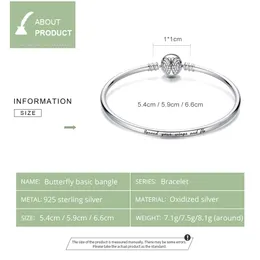 925 Sterling Silver Bangles Dazzling Butterfly Bangle Bracelet For