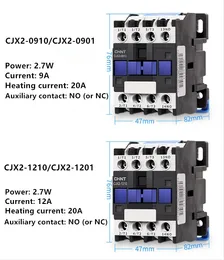 9A 3-Pole AC dry contactor with NO Coil Voltage - JX2-0910
