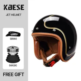 Casco Moto Jet Retrò Nero Con Visiera Parasole - Omologato ECE, Leggero Per Uomo E Donna, Per Scooter E Chopper