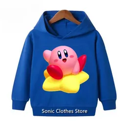 Kawaii Kirby Anime Hoodie for Girls Boys Thick Long Sleeve Cartoon Figure  Hoodies Autumn Clothing with Hat