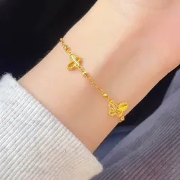 Super Shiny 24K Pure Gold Laser Butterfly Bracelet For Women AU999 