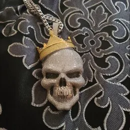 Giant Iced Out Skull Pendant: Premium 925 Silver Moissanite Cuban
