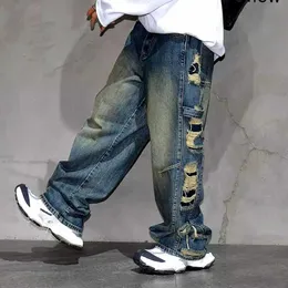 Stacked Jeans: Japanese Streetwear Style | Retro Torn Hip Stacked Jeans: Japanese Streetwear Style | Retro Torn Hip