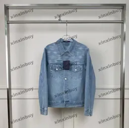 Xinxinbuy Designer Mens Denim Coat Jacket With Letter Flower Xinxinbuy Designer Mens Denim Coat Jacket With Letter Flower