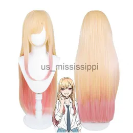 Perucas Cosplay Anime My DressUp Darling Marin Kitagawa Cosplay Peruca Amarelo Gradiente Resistente ao Calor Cabelo Sintético Halloween Carnaval X0901