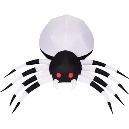 Aranha inflável de 6 pés de largura com luzes de discoteca, decoração festiva de festa de Halloween ao ar livre