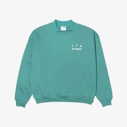 Men's Hoodies Sweatshirts Korea IAB STUDIO Unisex Mint Green Sweater Polo Neck Sports Casual Loose Oversize y230831