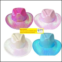 Wide Brim Hats Cowgirl Hat Iridescence Glitter Party Supplies Cowboy Pink Pearl Cornice For Women Kids 20220107 T2 Drop Delivery Fas Dh8Y LL