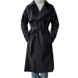 Herrgravrockar koreansk mode trend Löst avslappnad bälte överrock våren långärmad män kvinna kappa stor storlek streetwear 230831