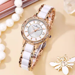 Wristwatches Sdotter Women Watch Luxury Diamond Rose Gold Dress Watches For Waterproof Fashion Resin Ceramic Female Zegarek D