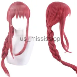 Cosplay Wigs Anime Chainsaw Man Wig Makima Long Rose Red Hair Cosplay Wig Role Play Halloween Hair Synthetic 75cm x0901